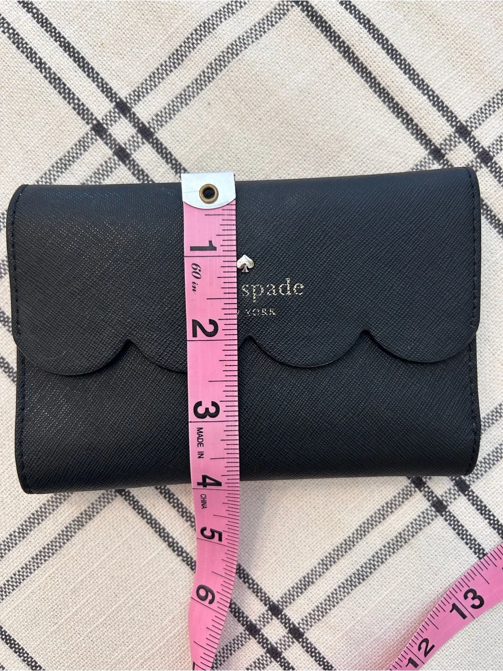Kate Spade Black Flap Wallet with Scalloped Edge